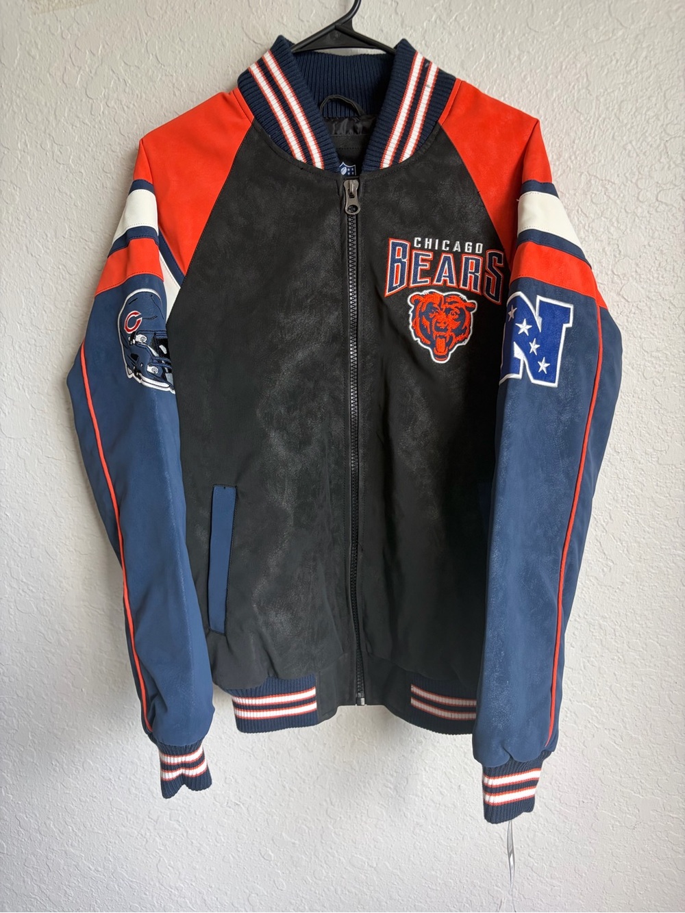 Chicago Bears G-III Faux Suede Leather Varsity Jacket - Men’s XS NFL NWT